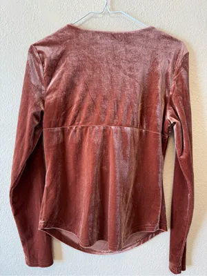 bohme Rust Velvet Draped Cowl Neck Long Sleeve Top thumbnail 2
