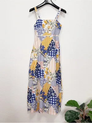 Moon River Patchwork Print Cotton Midi Dress Off White Multi $108 Small thumbnail 2