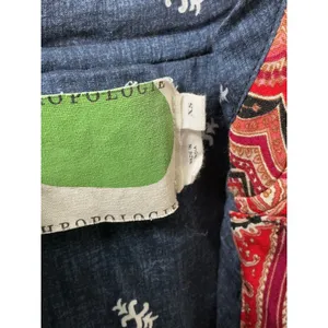 Anthropologie Quilted Paisley Jacket Red Blue Hook Eye Cropped XS Womens‎ thumbnail 6
