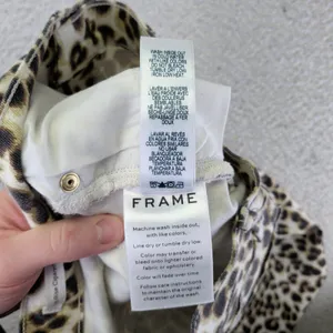 FRAME Ali High Rise Cigarette Jeans Leopard Print Beige‎ Women's 25 Skinny Mob thumbnail 9