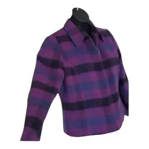 Dressbarn Vintage Women Purple Plaid Retro Jacket Blazer Size 12 Wool Blend thumbnail 4