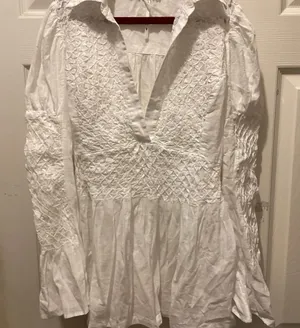 Anthropologie White Textured Blouse thumbnail 1