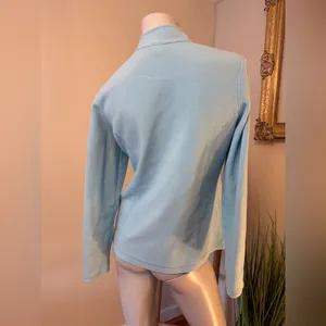 L.L.Bean Fleece Jacket Women M Turquoise Blue Full Zip Outdoors Y2K Preppy Warm thumbnail 2