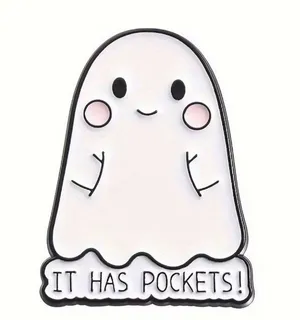 IT HAS POCKETS Ghost Pin Brooch NEW NWOT White thumbnail 1