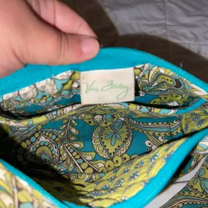 Vera Bradley Retired Peacock Teal and Lime Paisley Shoulder Bag thumbnail 3
