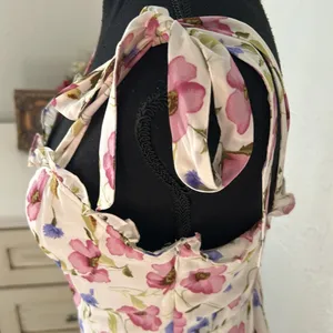 Forever 21 Floral Ruffle Mini Sundress w/ Sweetheart Neckline & Self Tie Sleeves thumbnail 6