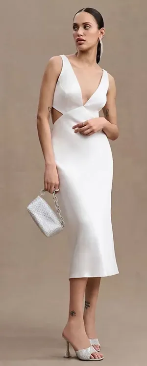 BHLDN Sachin‎ & Babi Sierra Satin Midi Dress Ivory Size 6 NWT Retail $250 thumbnail 1