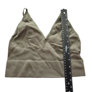 Ribbed Comfort Y2K Bra Top Wireless Pullover‎ Stretch Sleep Bozzolo Green M/L thumbnail 4