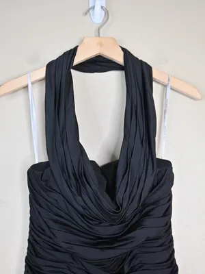 Sherri Hill Women's 4 Black Ruched Halter Mini Cocktail Dress thumbnail 3