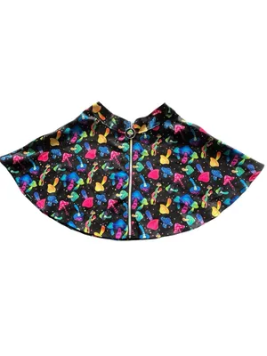 Body Rage Mini Skirt Spencer’s Mushroom Pattern Size Small Neon Colors Black thumbnail 2