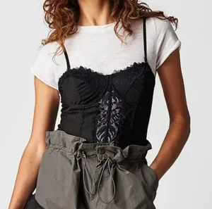 NWOT Free People Black Good Luck Charm Bodysuit In Black thumbnail 5
