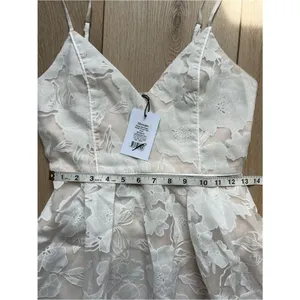 Showpo NWT Philine Midi Jacquard Plunge Dress Off White Size 2 thumbnail 16