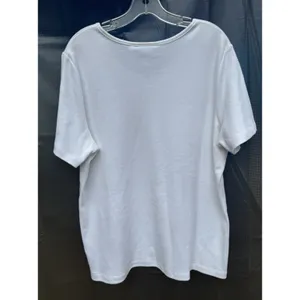 Women's V-Neck Quacker Factory SZ L White Embellished Star Rhinestones Gold Silv thumbnail 8
