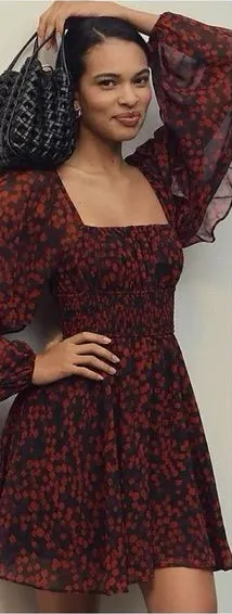Hutch Anthropologie Ruffle Puff Sleeve Flounce Smocked Romper thumbnail 1