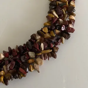 Agate Jasper collar necklace Multicolor natural stone nugget beaded cluster EUC thumbnail 7