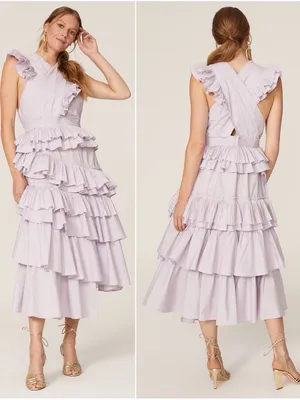 Ulla Johnson Aurore Ruffle Tiered Midi Dress Lavender Size 6 NWT thumbnail 2