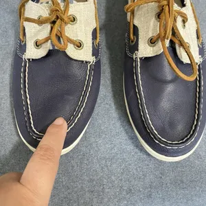 Sperry Women's Topsiders Women's 8M Blue Leather/Linen Canvas Close Toe Shoes thumbnail 6
