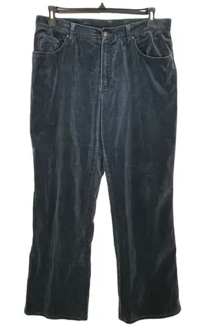 Lauren Ralph Lauren Velvet Corduroy Pants Women‎ 14 Gray Straight Leg Stretch thumbnail 1