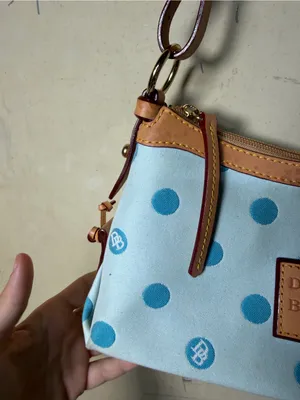 Dooney & Bourke Mini East West Slouch Bag Sky Blue Polka Dot Y2K thumbnail 11