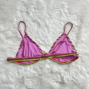 NEW Aerie Retro Striped Seersucker Triangle Bikini Top Pink Multi Textured XL thumbnail 8