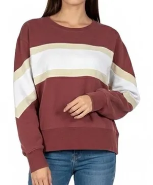 Abercrombie & Fitch Burgundy White Striped Crewneck Sweatshirt XL Cotton‎ Blend thumbnail 1