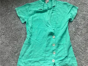 Show Me Your MuMu Green Short-Sleeve Bicoastal Linen Blazer Romper thumbnail 3