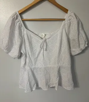 Nine Britton Plus Size White Eyelet Blouse thumbnail 1