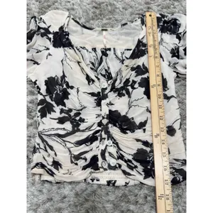 Free People Women’s Floral Ruched Crop Top Boho Cottagecore Fairycore Blouse XS thumbnail 13