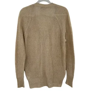 J.Crew Womens Tan Linen Cotton Knit V-Neck Button Cardigan Sweater Size M‎ thumbnail 2