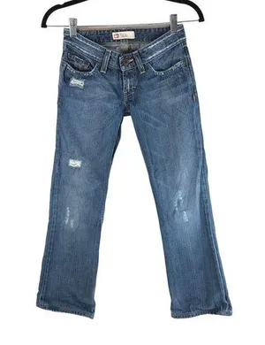 BKE Womens Jeans Star 18 Distressed Boot Cut Low Rise 24 HEMMED thumbnail 1