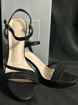 David’s Bridal Women’s Black Rhinestone Prom Party Dress Heels In Box SZ 7.5 thumbnail 1