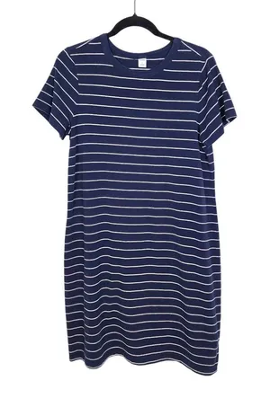Old Navy Blue Striped Cotton Blend Dress L thumbnail 1