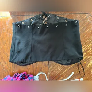 Princess Polly Lace Up Corset Crop Top Size 6 Black Grommet thumbnail 14