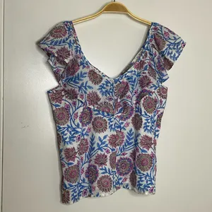 J. Crew Ruffle V-Neck Top Floral M thumbnail 3