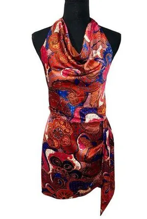 NWT! House of Harlow 1960 Paisley Cowl Neck Open Back Mini Dress - Size 8 thumbnail 1