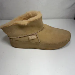 FitFlop Size 9 Mukluk Short Boots Tan Suede Shearling Lined 027-040 Ankle Boot thumbnail 7