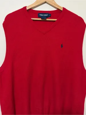 Ralph Lauren Polo Sweater Vest Size L/XL Women’s Large XL Red Knit Cotton thumbnail 3