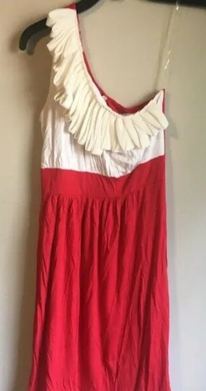 Vettr large orange and‎ white one sleeved dress thumbnail 1