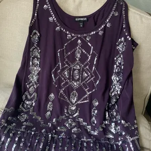 Express size M bejeweled tank in a deep plum thumbnail 2