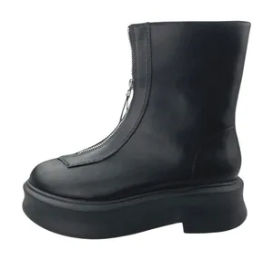 Just Fab Bria Women's Black Faux Leather Zip Up Platform Combat Boots Size 7.5 thumbnail 1