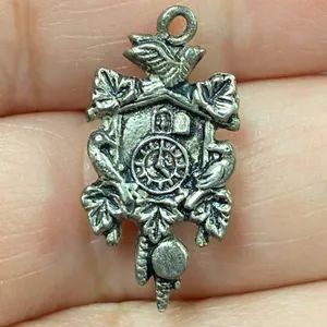 Vintage 800 Silver Cookoo Clock Bird Charm Pendant thumbnail 1