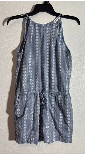 Madewell Size XS Embroidered Blue Chambray Square Neck Top & Sleeveless Romper thumbnail 1