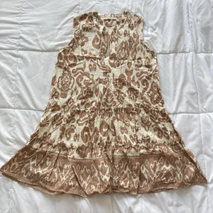 Salty Lemon Womens Small Tiered Midi‎ Dress Brown Summer Beachy Coastal Nautical Cottagecore thumbnail 1