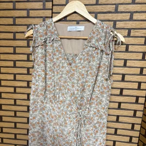 Wild Fern Pale Pink Floral Ruched Dress‎ Size Large thumbnail 3