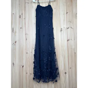 NWT Lulus Abundant Charm Navy Blue 3D Floral Applique Maxi Dress Cocktail Size S thumbnail 2