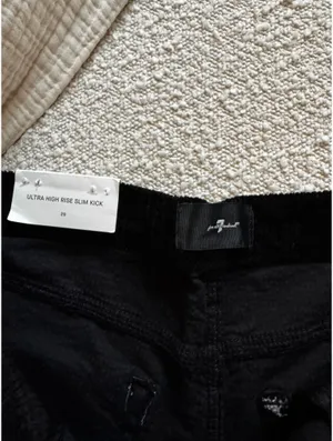 Black Ultra High-Rise Corduroy 7 For All Mankind Slim Kick Pants thumbnail 6