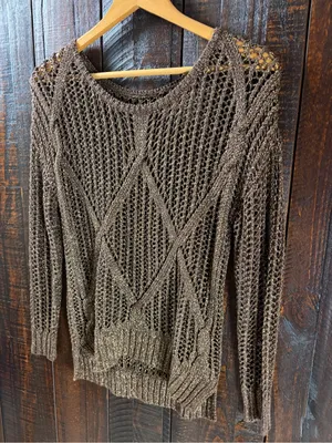 iJeans by Buffalo Bronze Shimmer Open-Knit Sweater - Small thumbnail 4
