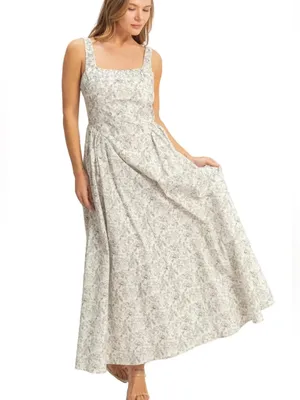 HYFVE Floral Smocked Maxi Dress Square Neck Sleeveless Cottagecore L thumbnail 2
