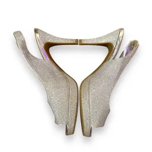 Worthington Dayne Silver Metallic Peep Toe Stiletto Heels‎ Sz 6.5 thumbnail 4