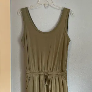 The Nines Olive Green Sleeveless Scoop Neck Drawstring Waist Jumpsuit thumbnail 2